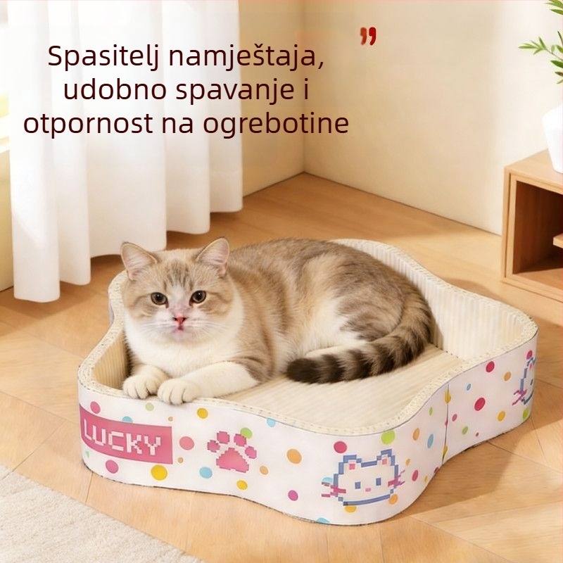 Mačja ploča za grebanje u obliku cvijeta s krevetom, ekstra veliki integrirani grebalica od valovitog kartona, bez otapanja dlake, igračka za oštrenje kandži