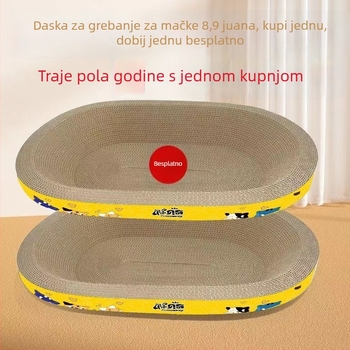 Ovalna ploča za grebanje mačaka od valovitog kartona, extra velika, izdržljiva