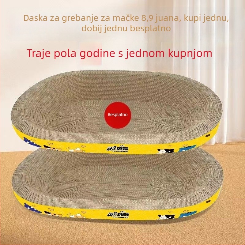 Ovalna ploča za grebanje mačaka od valovitog kartona, extra velika, izdržljiva