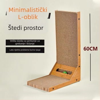 L-oblik mačji grebalica s integriranom mačjom kućicom, velika, od valovitog kartona
