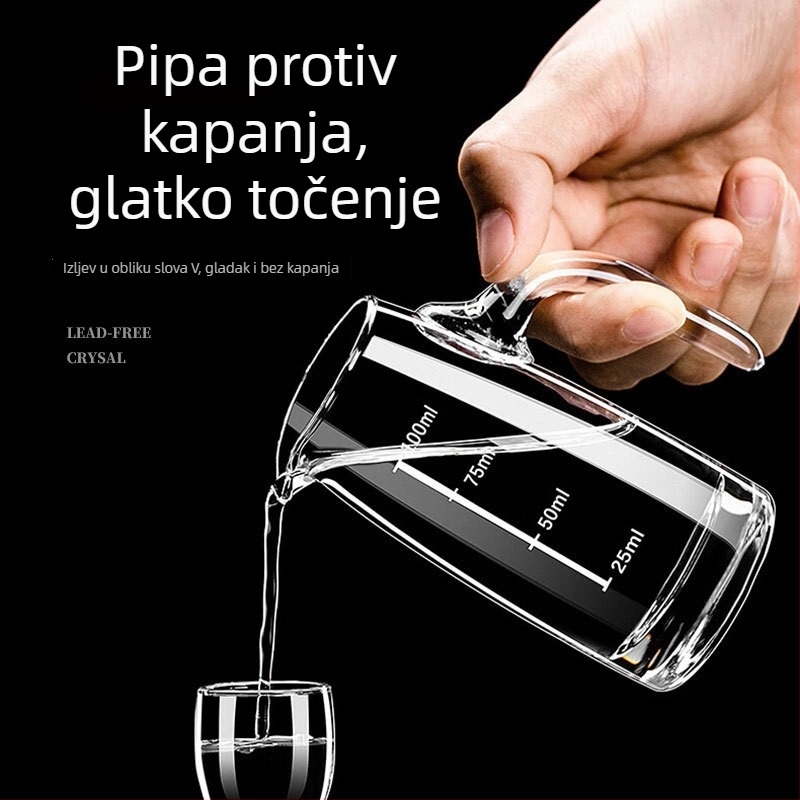 Dekantor za vino od stakla bez olova s graviranim rubom i integriranim dozatorom vina, 100–150 ml