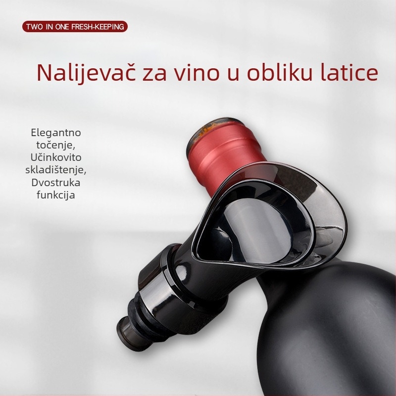 Kreativna vinska vakuumska čep i izljevnik u obliku latice, 2-u-1 dekantator za brzo posluživanje.
