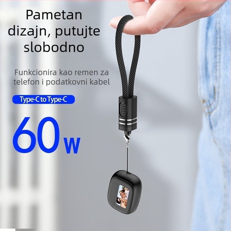 Privjesak za iPhone 15/16/17 s dvostrukim Type-C power bankom, odvojivom kopčom, PD najlonom i kabelom za podatke