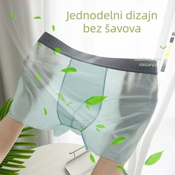 Muške bokserice od ice silk, antibakterijska podstava u preponama, prozračne i brzo se suše, srednji pojas, velika veličina