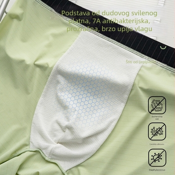 Muške bokserice od ice silk, antibakterijska podstava u preponama, prozračne i brzo se suše, srednji pojas, velika veličina