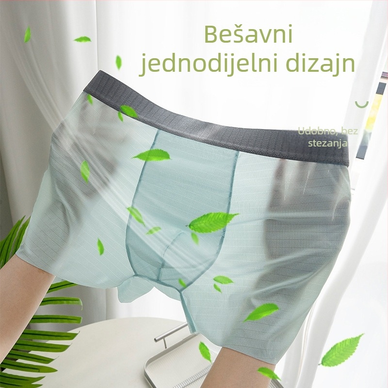 Muške bokserice od ice silk, antibakterijska podstava u preponama, prozračne i brzo se suše, srednji pojas, velika veličina