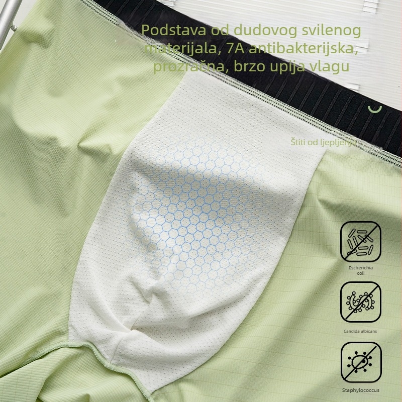 Muške bokserice od ice silk, antibakterijska podstava u preponama, prozračne i brzo se suše, srednji pojas, velika veličina