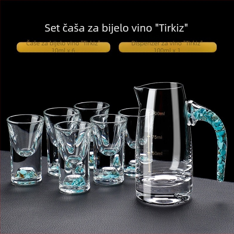Set čaša za žestoko piće u kineskom stilu od tirkiznog kristalnog stakla za kućnu upotrebu s malim čašicama za degustaciju