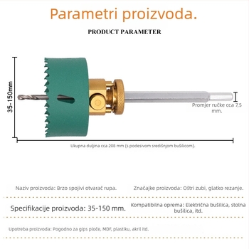 Downlight za suhozid, bi-metalni otvorivač rupa i brzo otpuštajuća produžna šipka