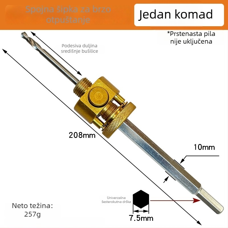 Downlight za suhozid, bi-metalni otvorivač rupa i brzo otpuštajuća produžna šipka