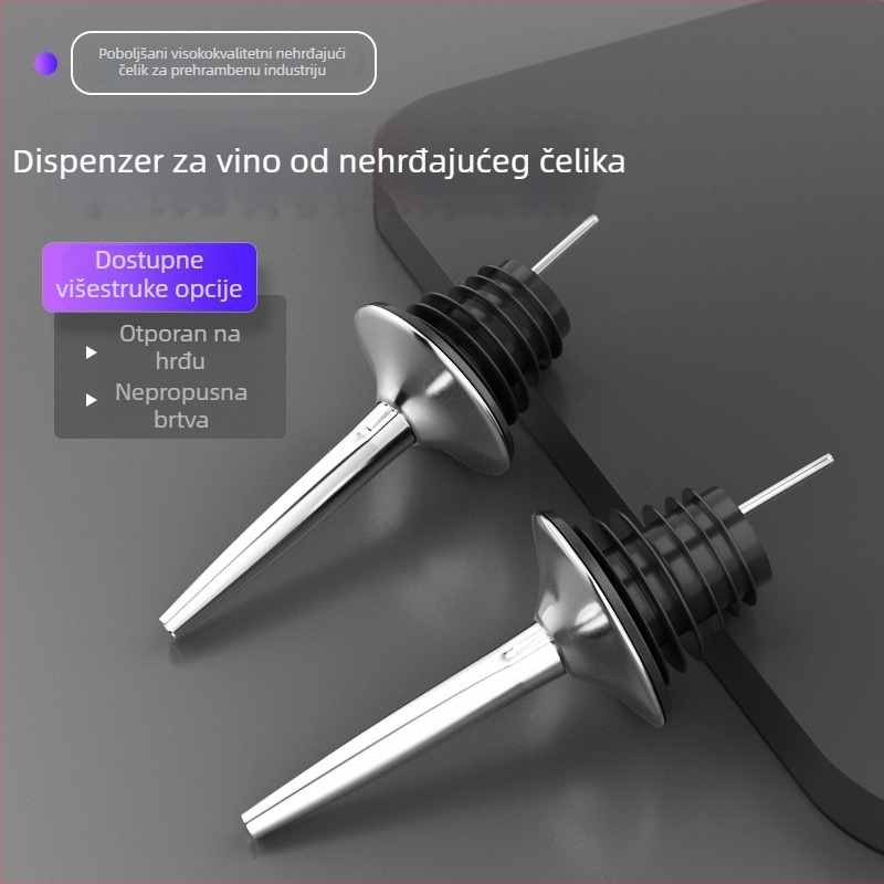 Elegantna cijev za točenje od nehrđajućeg čelika – univerzalni izljev za vino i čep za bocu