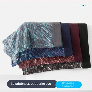 Muške bokserice s linijskom teksturom, prozračne, srednje visine, geometrijski uzorak s prugama, plus veličina