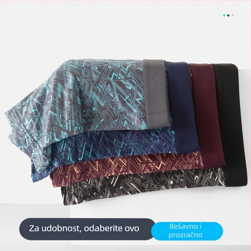 Muške bokserice s linijskom teksturom, prozračne, srednje visine, geometrijski uzorak s prugama, plus veličina