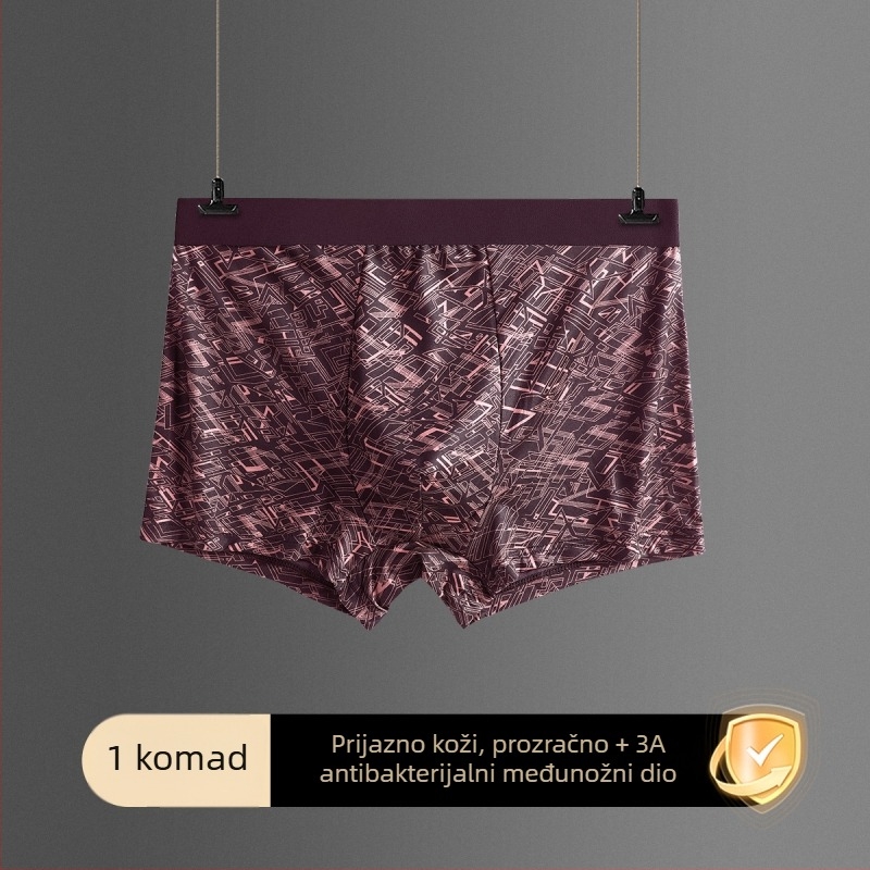 Muške bokserice s linijskom teksturom, prozračne, srednje visine, geometrijski uzorak s prugama, plus veličina