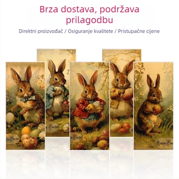 OPP plastične vrećice s otiskom uskrsnog zeca, zatvaranje šnurlom, ravni otvor, za pakiranje slatkiša i grickalica na zabavama