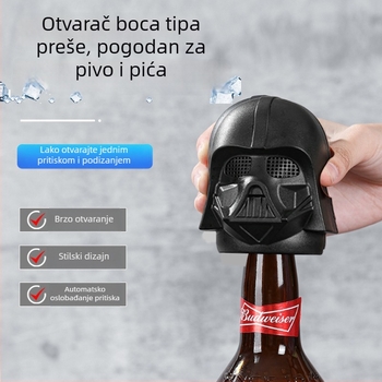 Automatski pritisni otvarač za boce, inspiriran Star Warsom, Crni Ratnik, od nehrđajućeg čelika.