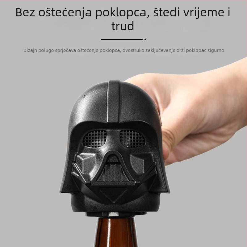 Automatski pritisni otvarač za boce, inspiriran Star Warsom, Crni Ratnik, od nehrđajućeg čelika.