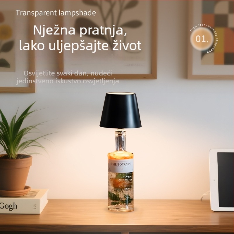 Lampa za bocu vina s umetnutim kapom – noćna svjetiljka i ambijentalno osvjetljenje (punjiva)