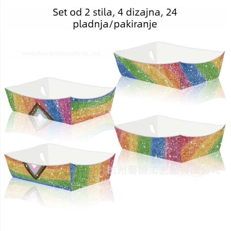 Tp051 Duhoviti tanjur za užinu s zlatnim prahom, kutija od papira u obliku broda
