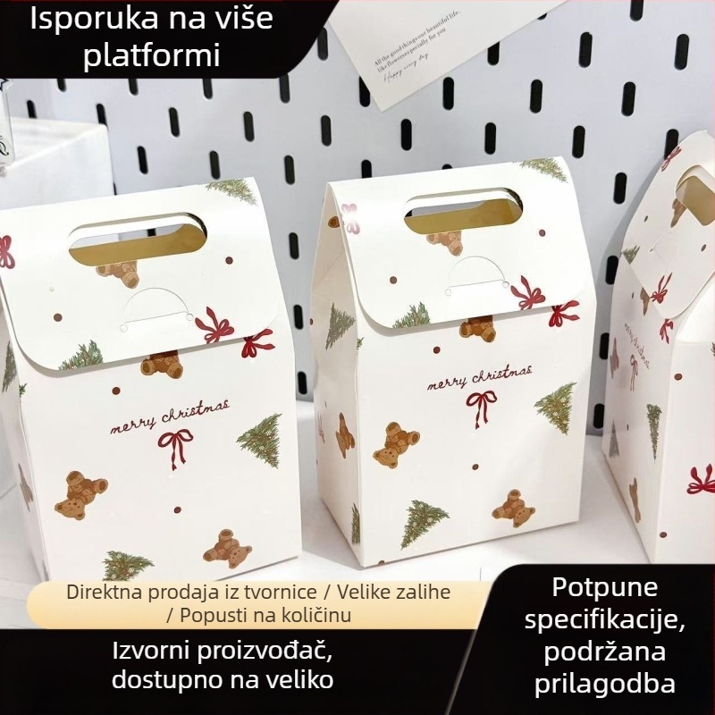 Kutija za darove s crtićnim likom Božićnog medvjedića – sklopiva papirnata kutija za bombone