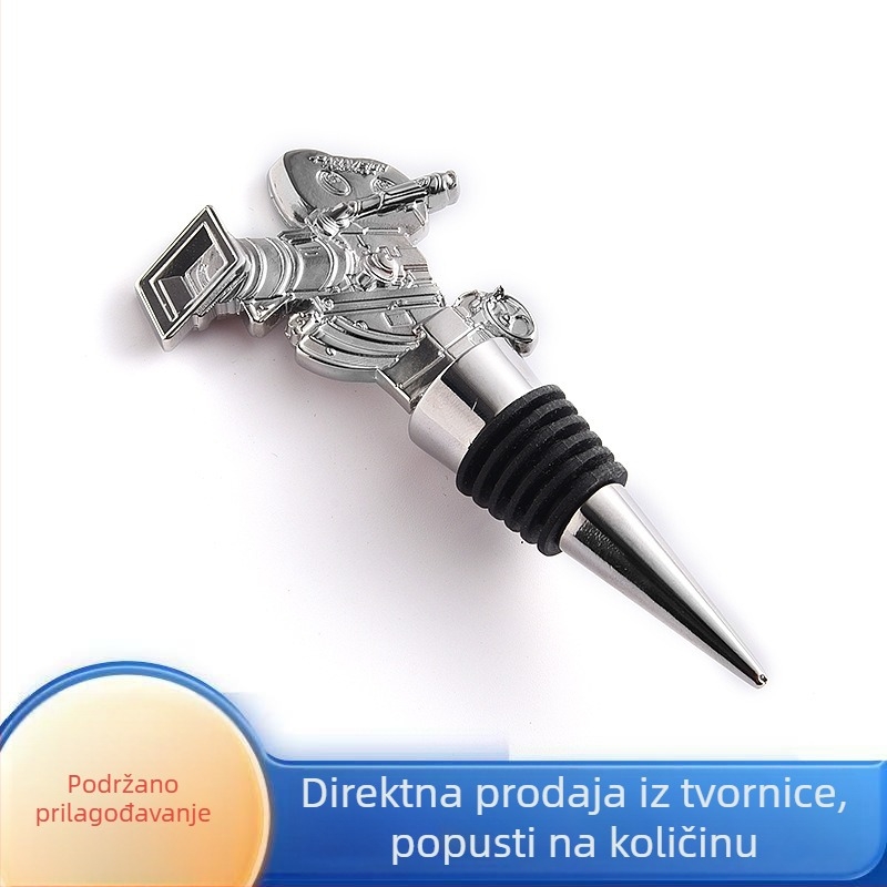 Metalna zátka za vino s kreativnim robotom, prilagodljiva prema nacrtima
