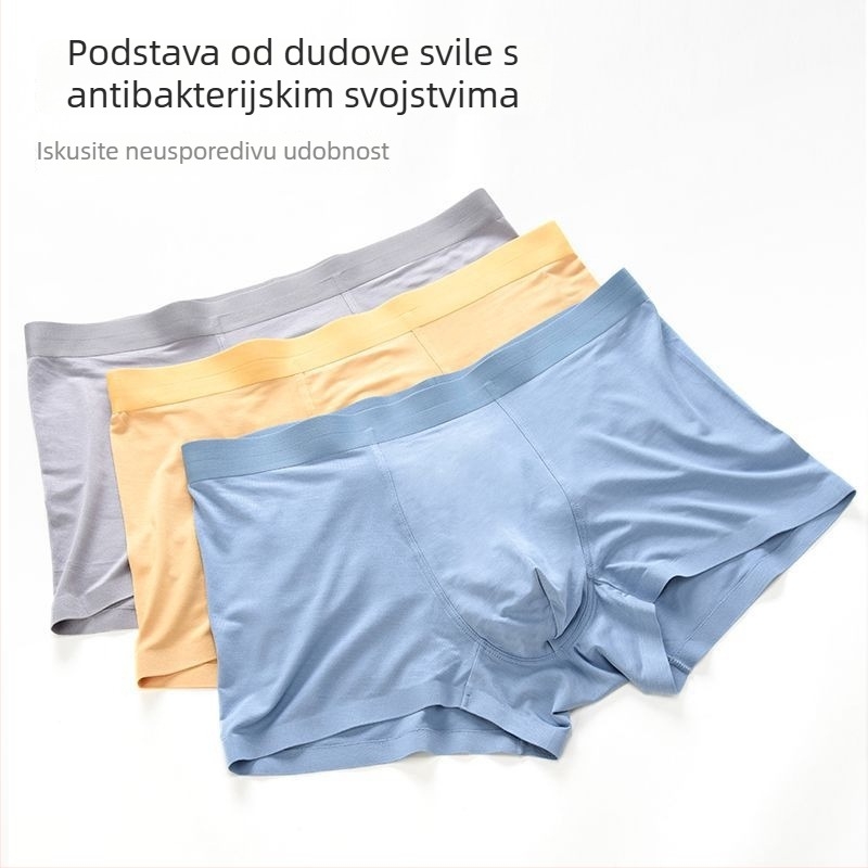 3 komada muških bokserica od modalne tkanine s podlogom od murvine svile, antibakterijske, bez šavova, velika veličina