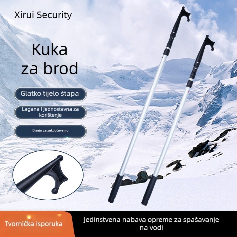 Teleskopski aluminijski laivi štap s kukom za spašavanje i vuču užadi