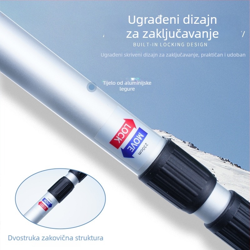 Teleskopski aluminijski laivi štap s kukom za spašavanje i vuču užadi
