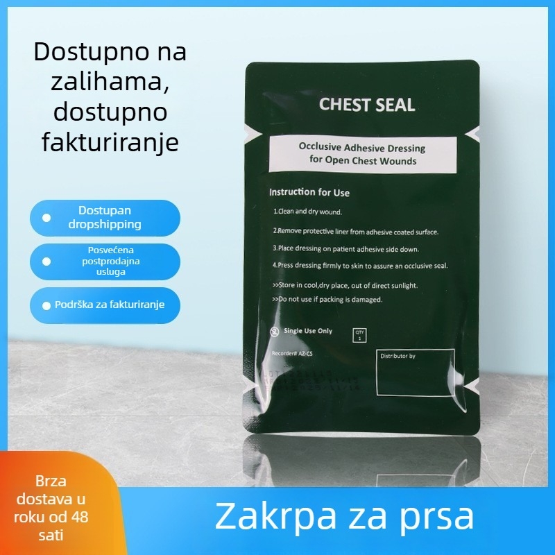 Flaster za zatvaranje pneumotoraksa na prsima – četverootvoreni flaster, sive pakiranje