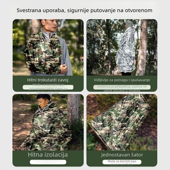 Lanfan maskirana izolacijska deka za nužne situacije – vanjska vodootporna oprema za preživljavanje na otvorenom, prijenosna kompaktna za potres