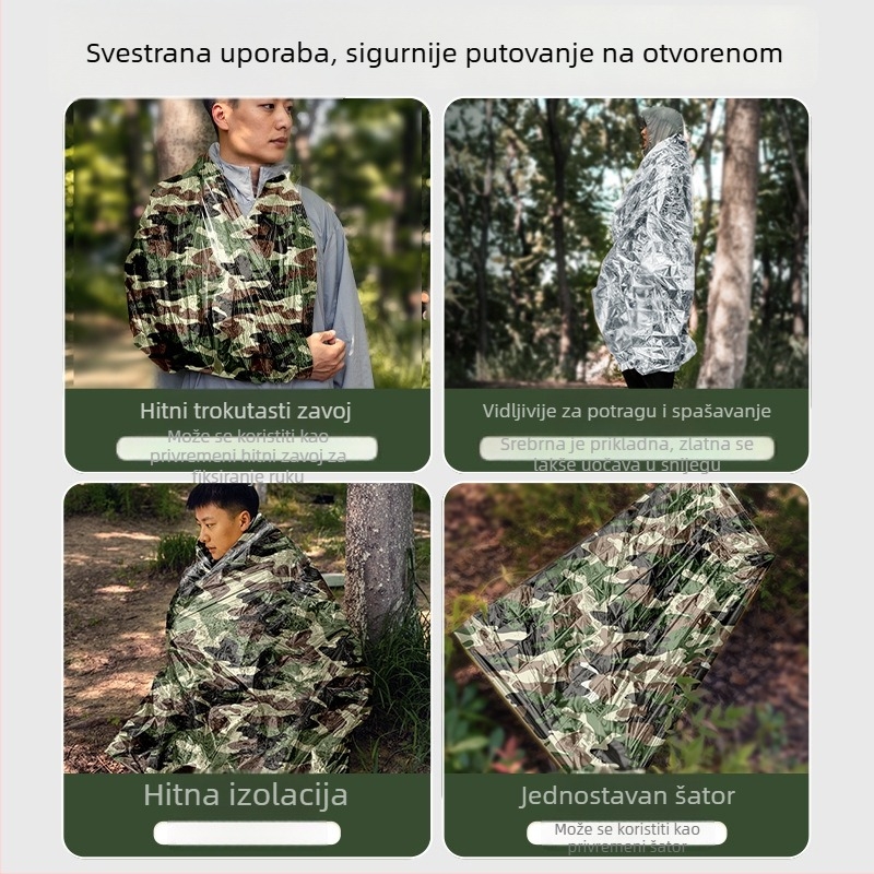 Lanfan maskirana izolacijska deka za nužne situacije – vanjska vodootporna oprema za preživljavanje na otvorenom, prijenosna kompaktna za potres