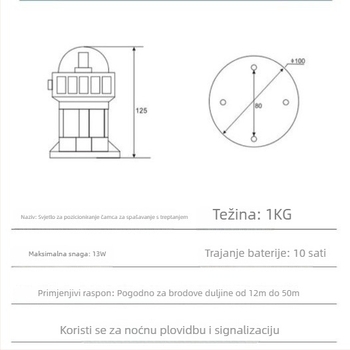 BSW9812 Svjetlo za poziciju spašavanja broda, CCS-EC certifikacija, bljeskanje