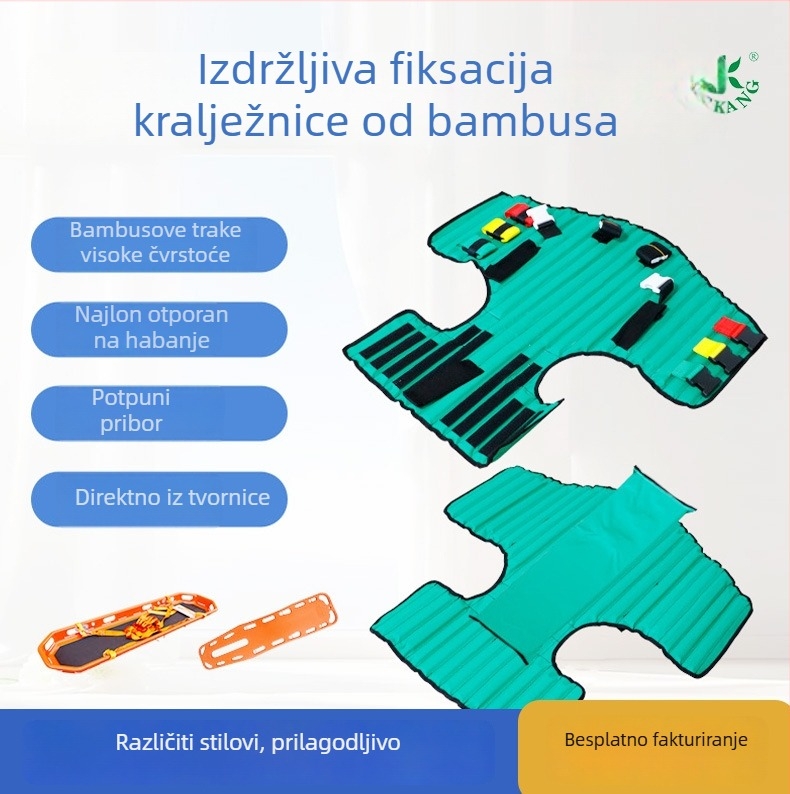 Zeleni komplet za imobilizaciju kralježnice s grudnim i leđnim dijelom za stabilizaciju vrata i torza