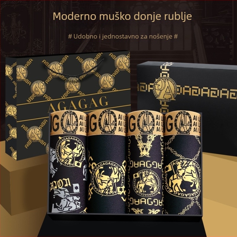 Funny Lion Muške bokserice s crno-zlatom otiskom – lagane, prozračne, ljeto, velika veličina