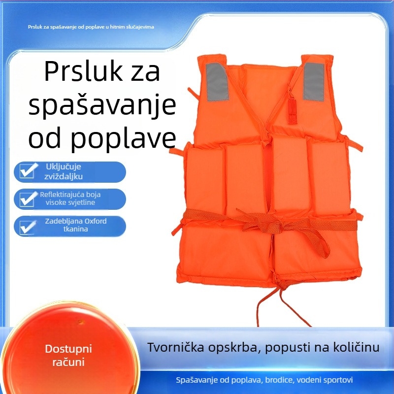 Spasilačka jakna za odrasle s visokim plutanjem, prijenosna debela jakna za ribolov, reflektirajuća univerzalna plivačka jakna za snažne struje