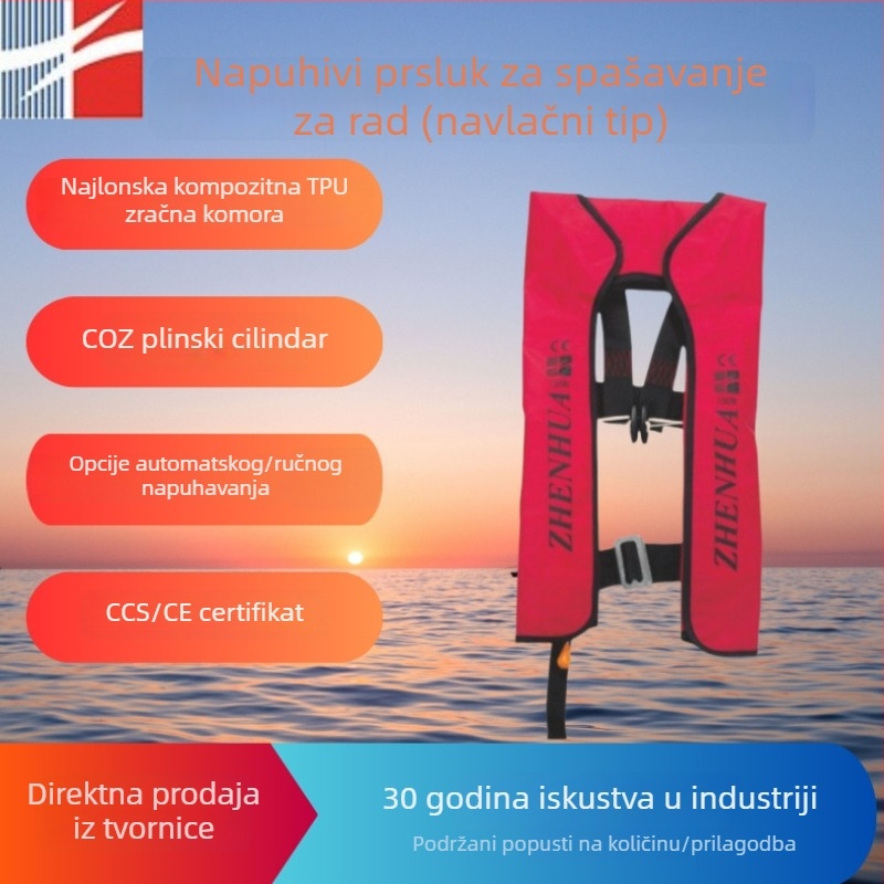 CCSCE certificirana morska TPU nafukljiva spasivački prsluk s dvostrukim naramenicama