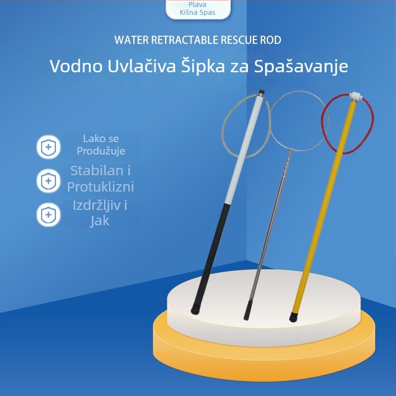 Teleskopska spašavajuća palica za bazene i more – nehrđajući čelik, stakloplastna palica za spašavanje