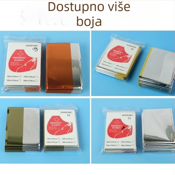 Vanjska spašavajuća deka s PE aluminijskom folijom, srebrna, vodootporna i toplinska izolacija