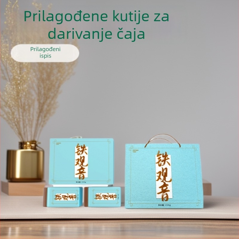 Prilagođena kutija za čaj s dvostrukim poklopcem i nosnom torbom, tisak i logo