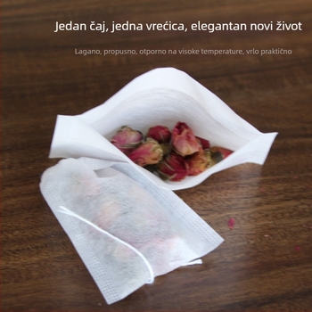 Čajne vrećice od kukuruznih vlakana, jednokratne, biološki razgradive, dimenzije 5,5 × 7 cm, 100 kom.