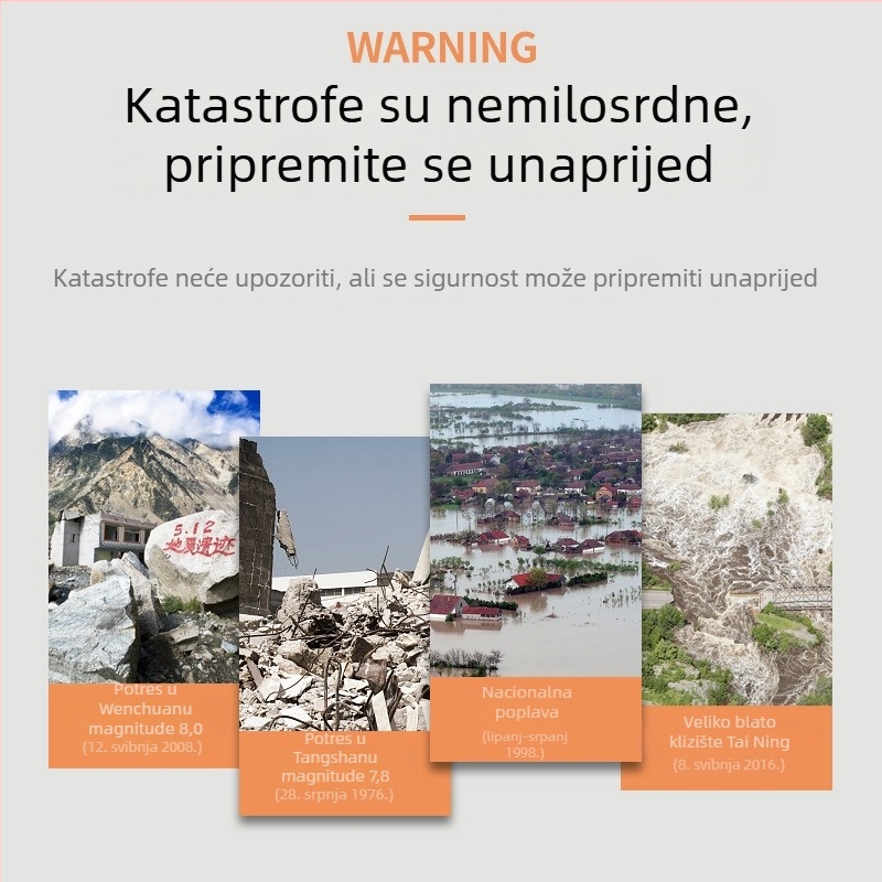 Višefunkcionalna ručna baterija s ručnim pogonom, samogenerirajuća energija, alarm za katastrofe i radio, nužno osvjetljenje