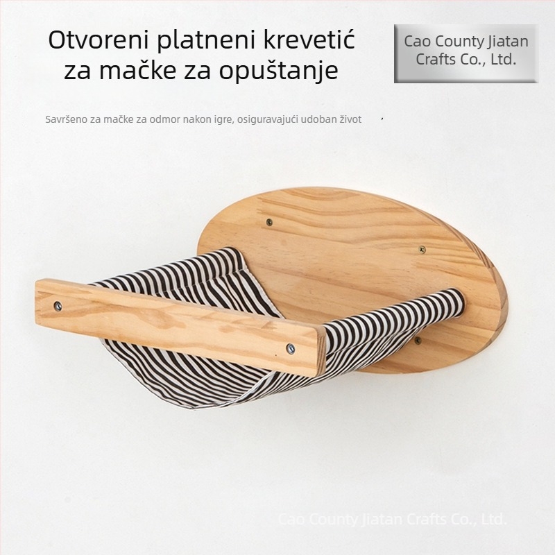 Zidno drveno gnijezdo za mačke s sisal konopom i drvenim penjačkim stalom