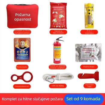 Set sigurnosnih sredstava za požar za hotele i sobe u najmu, zaštita od poplava i potresa, kućni medicinski pribor, evakuacijski komplet za požar