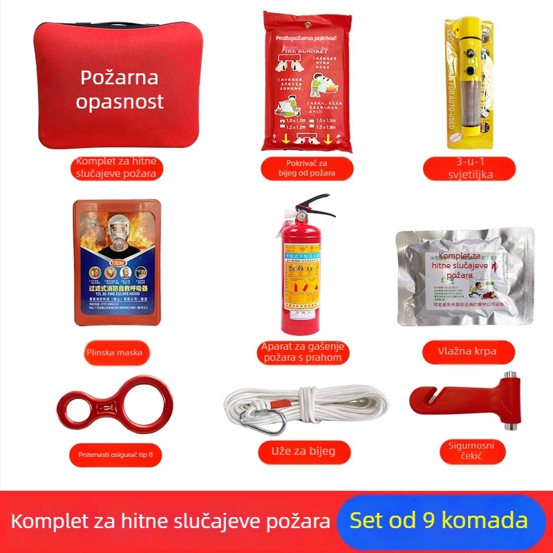 Set sigurnosnih sredstava za požar za hotele i sobe u najmu, zaštita od poplava i potresa, kućni medicinski pribor, evakuacijski komplet za požar