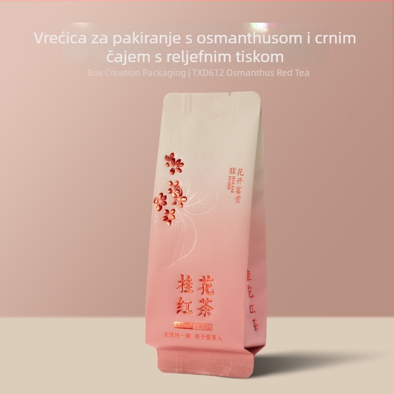 Osmanthus crni čaj – pojedinačne male pakete, aluminijska folija, toplinsko otiskivanje zlatnim