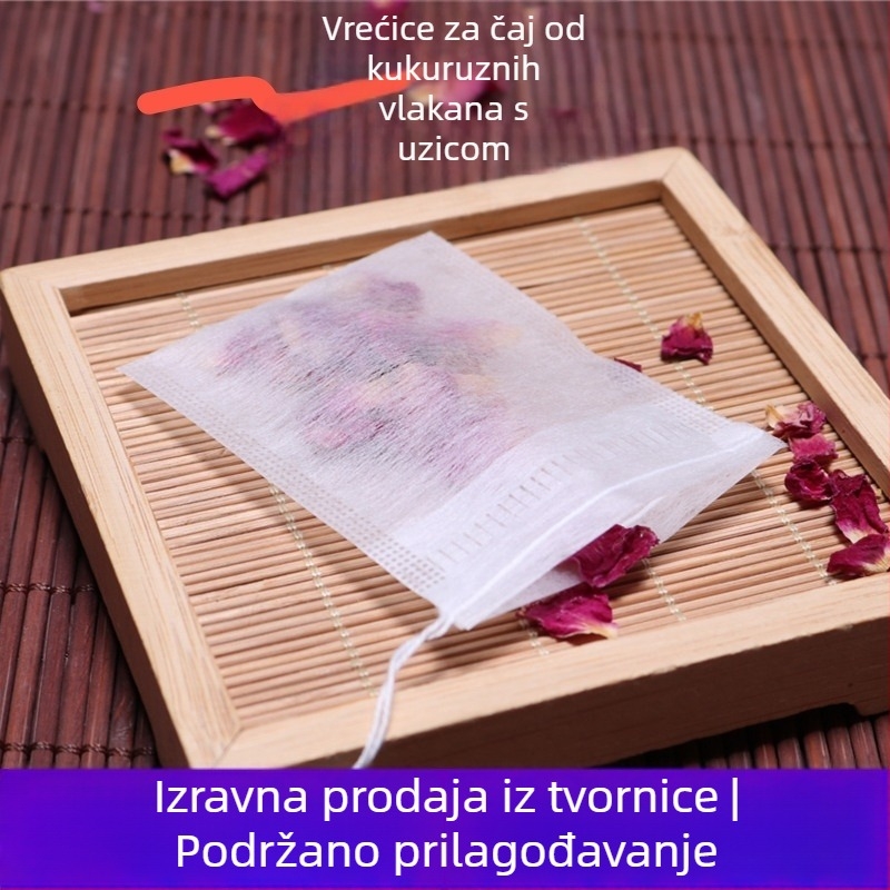 PLA vrećice za čaj od kukuruznih vlakna, jednokratni filtri za listove čaja, vrećice za začine i biljne čajeve, filtriranje taloga, malo pakiranje