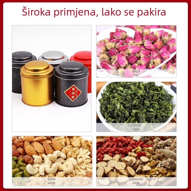Prilagodljiva mala zelena mandarina čajna limenka od metala, prehrambena kvaliteta, okrugla s ispupčenim poklopcem