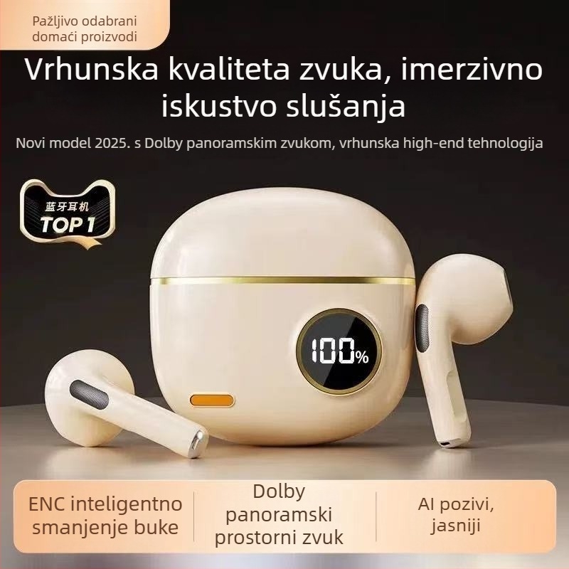 2026 bežične Bluetooth slušalice s dugim trajanjem baterije, udobne za cijeli dan, redukcija buke, kompatibilne s Androidom, sportske slušalice u retro stilu