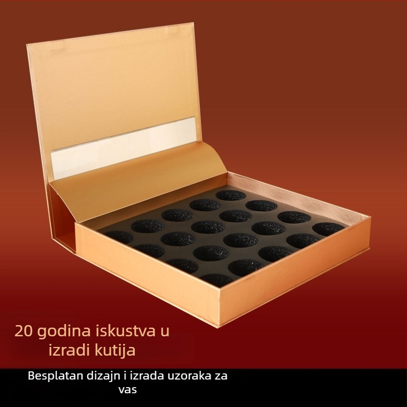 Premium kutija za čaj, po mjeri, pravokutna ručna kutija, dvodjelna ambalaža, ljubičasta s pozlaćivanjem
