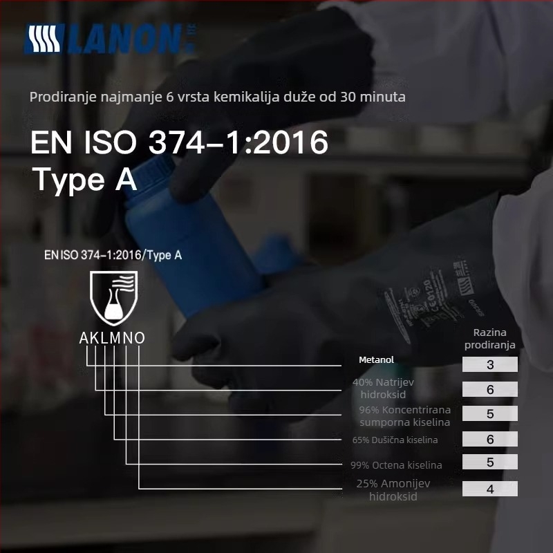 Lanlang SR300 neopren rukavice, kemijski otporne za industrijsku zaštitu od korozije, otporne na kiseline i baze, otporne na habanje, laboratorijske zaštitne rukavice